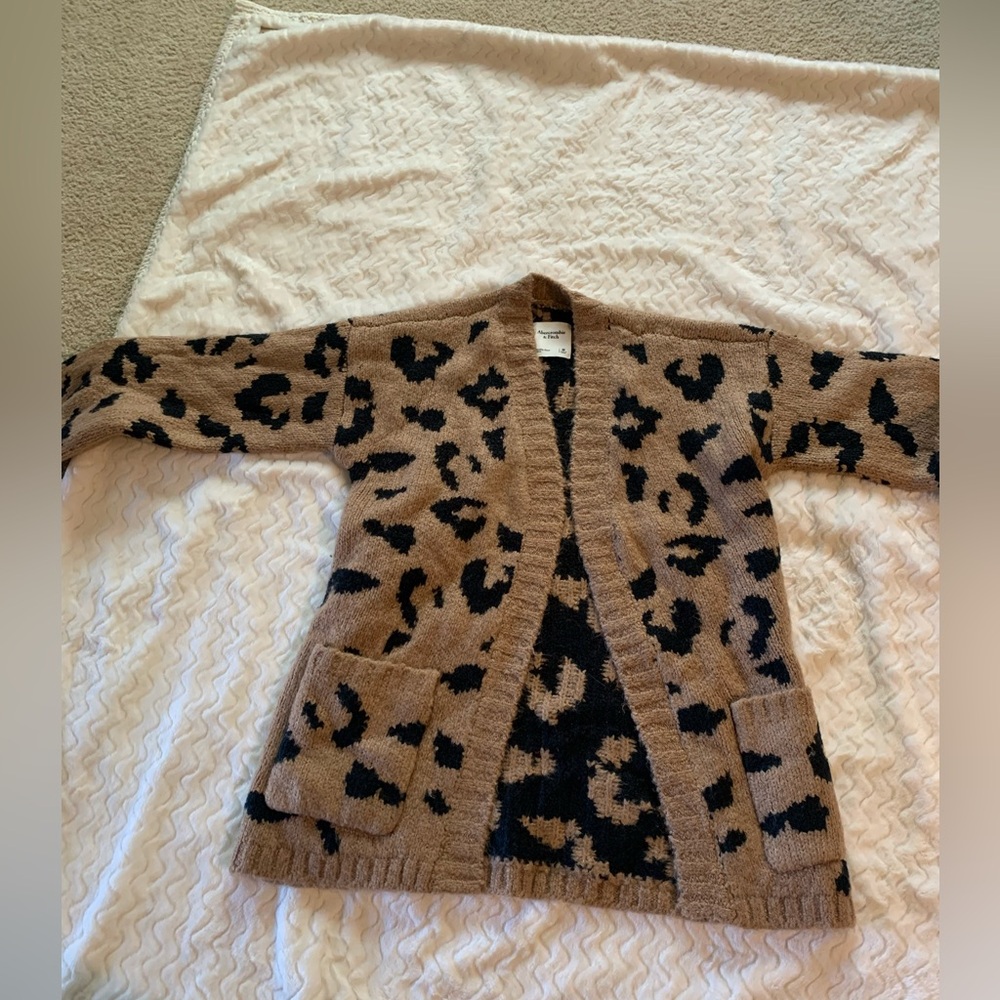 Abercrombie & Fitch Brown and Black Leopard Cardigan